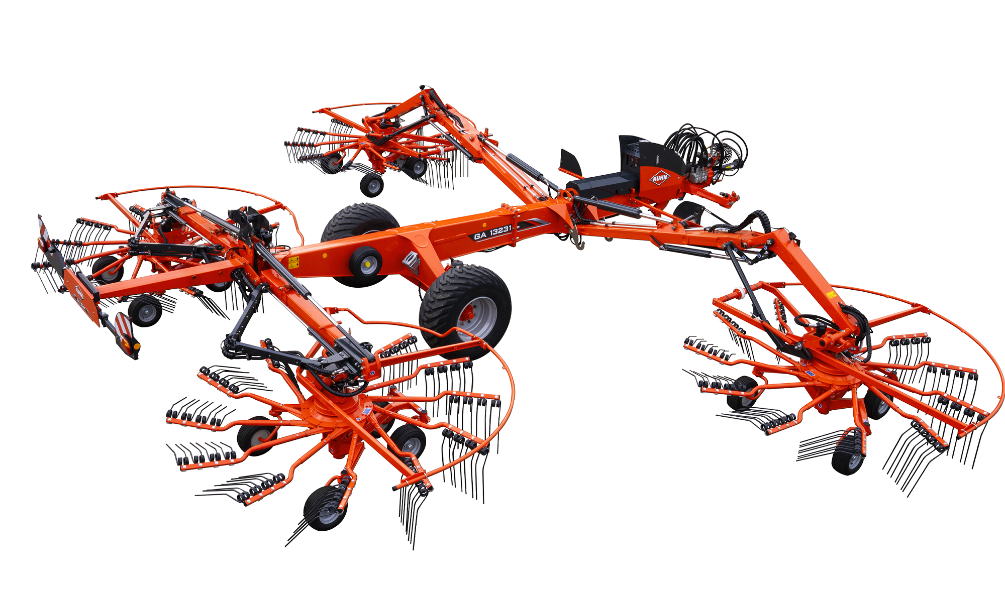 Kuhn vier-rotorharken met individuele werkbreedte verstelling | Veehouderij Techniek