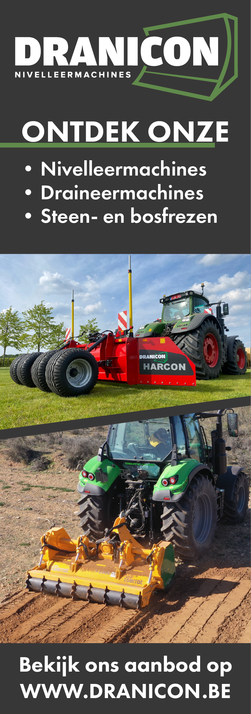 Dranicon - Nivelleermachines, draineermachines en steen - en bosfrezen Dranicon - Nivelleermachines, draineermachines en steen - en bosfrezen