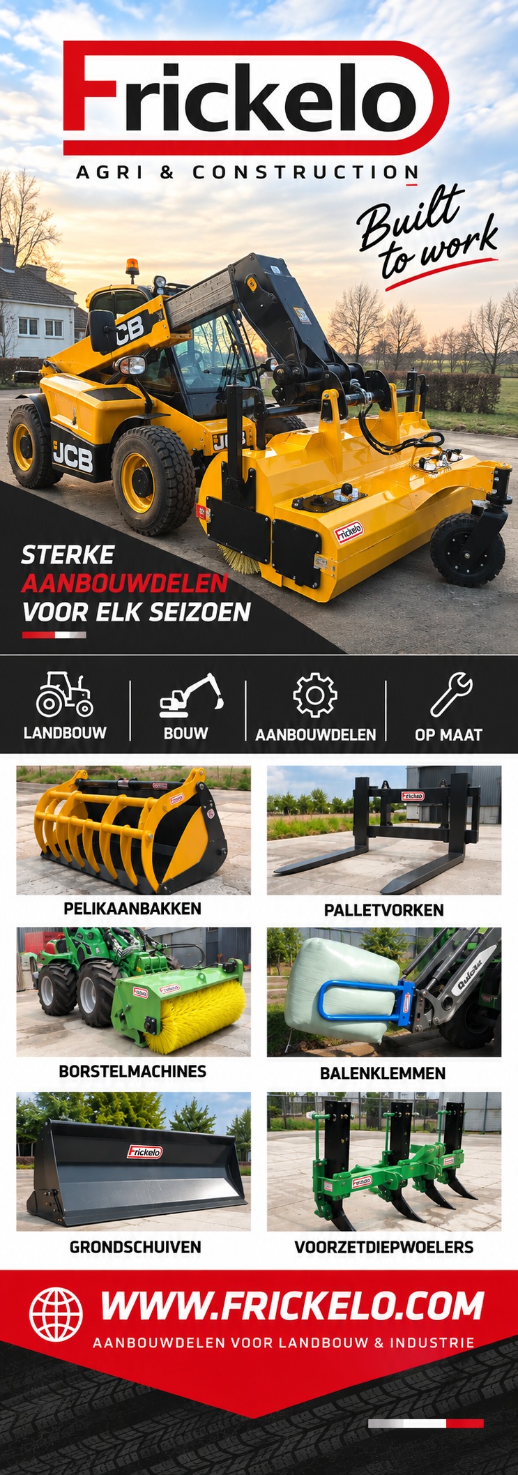 Aanbouwdelen voor compact, schrank, knik, wielladers en tractoren Aanbouwdelen voor compact, schrank, knik, wielladers en tractoren