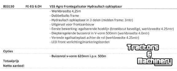 Overige grondbewerkingsmachines en toebehoren VSS Agro Frontegalisator FE 4.25