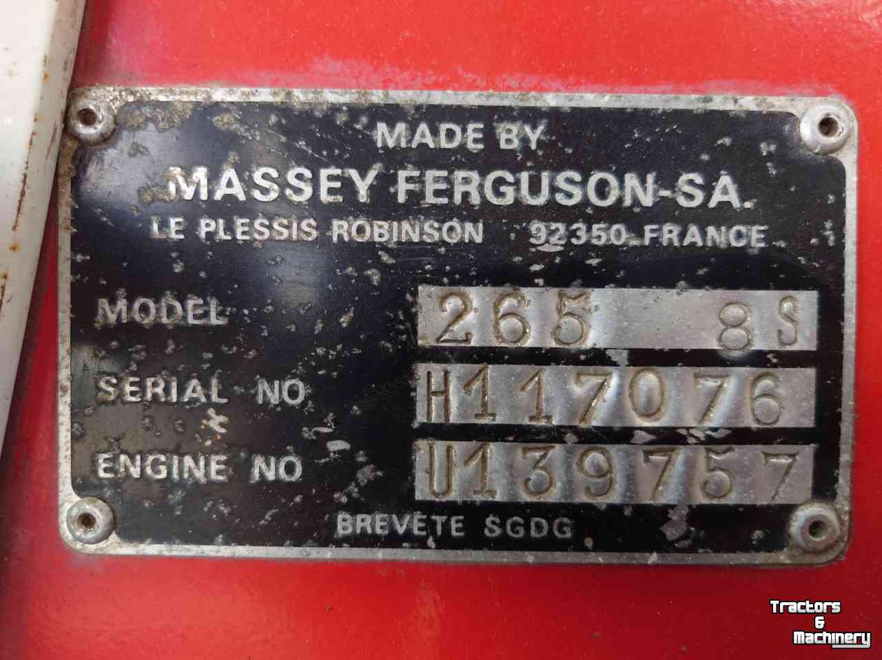 Tractor / Trekker Massey Ferguson 265