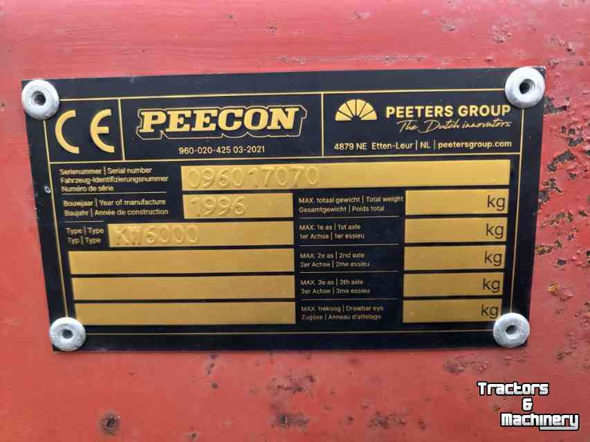 Kipper / Kiepwagen / Landbouwkipper Peecon 6 tons Peecon KW6000 kipper