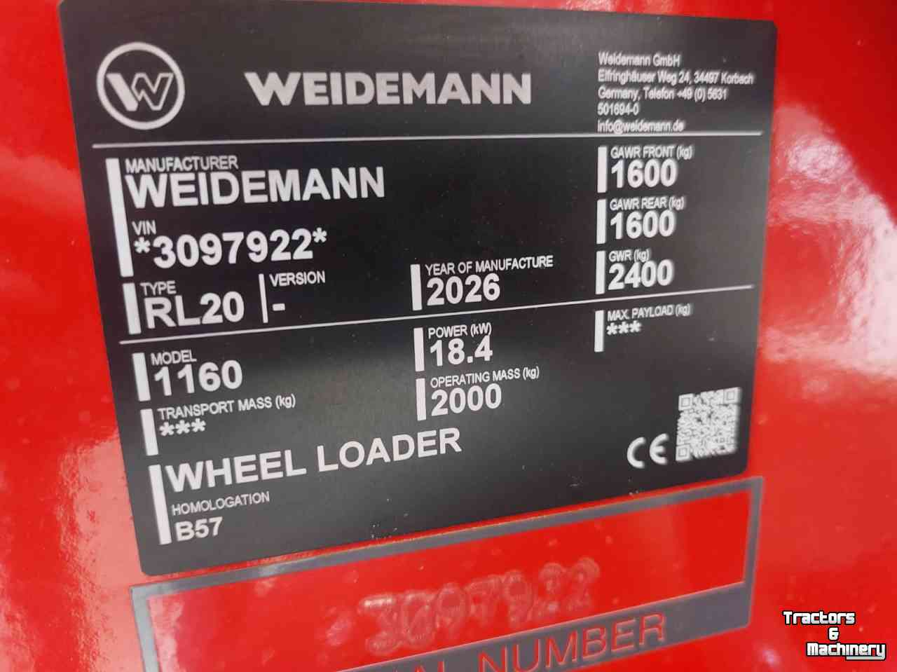 Shovel / Wiellader / Kniklader Weidemann 1160 Special