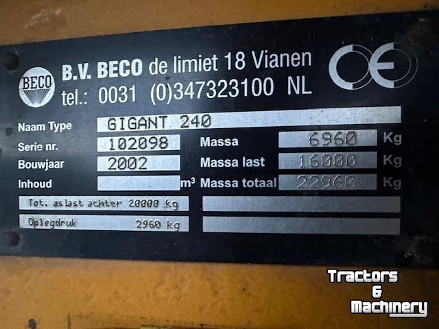 Kipper / Kiepwagen / Landbouwkipper Beco Gigant 240 Gronddumper