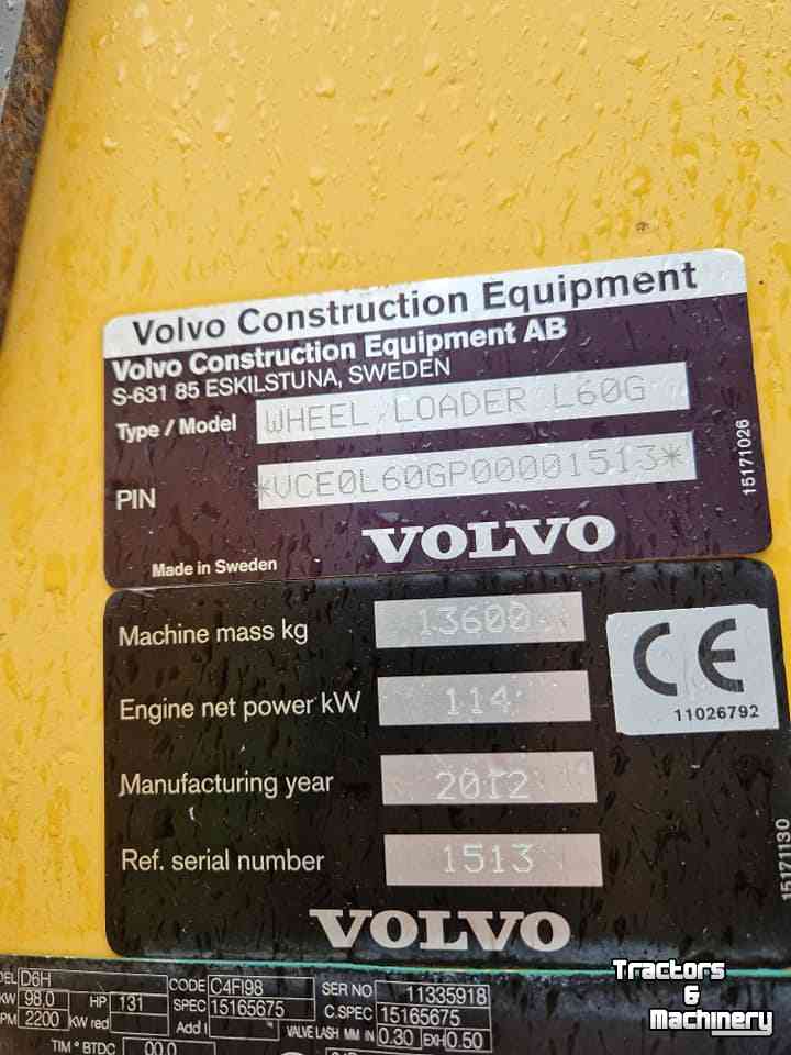 Shovel / Wiellader Volvo L60G