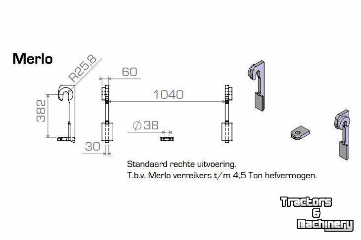 Overige aanbouwdelen en toebehoren Qmac HAKENSET: MERLO 4500 KG