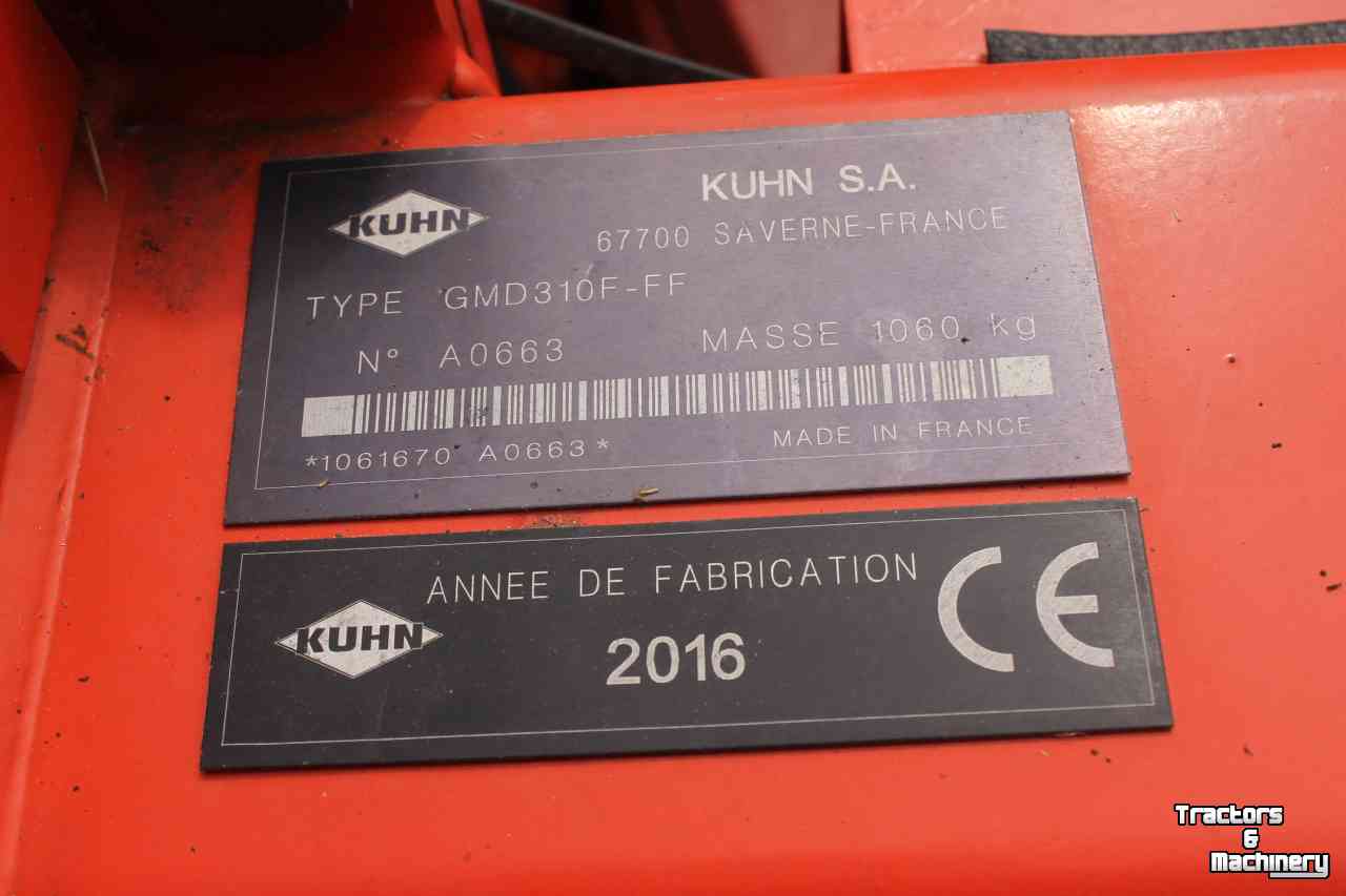 Maaier Kuhn GMD310F-FF front schijvenmaaier frontmaaier zwadtrommels