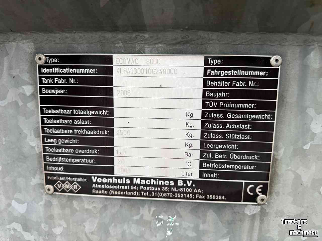 Mesttank Veenhuis Ecovac 8000 giertank + Bouwland injecteur bemester
