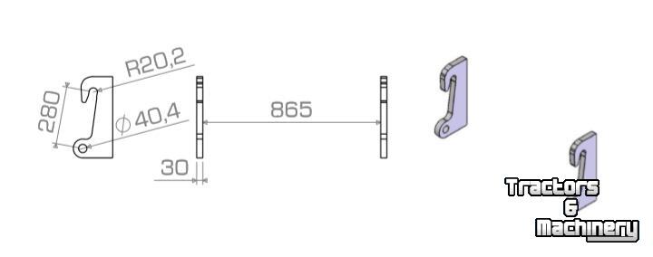 Overige bouwmachines, grondverzetmachines en toebehoren Qmac HAKENSET: KRAMER 312,320,380,580,750,850