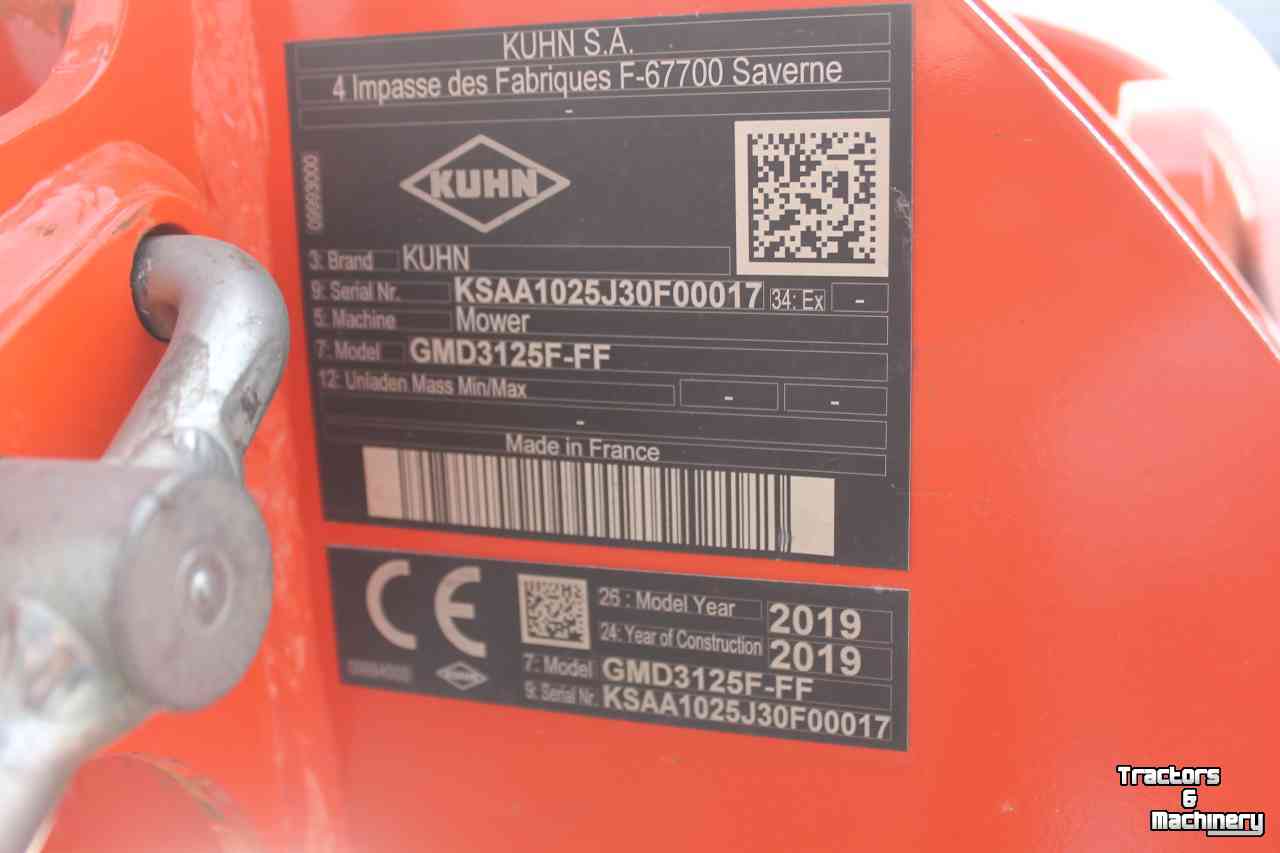 Maaier Kuhn GMD3125F-FF front schijvenmaaier frontmaaier snelwissel op de messen