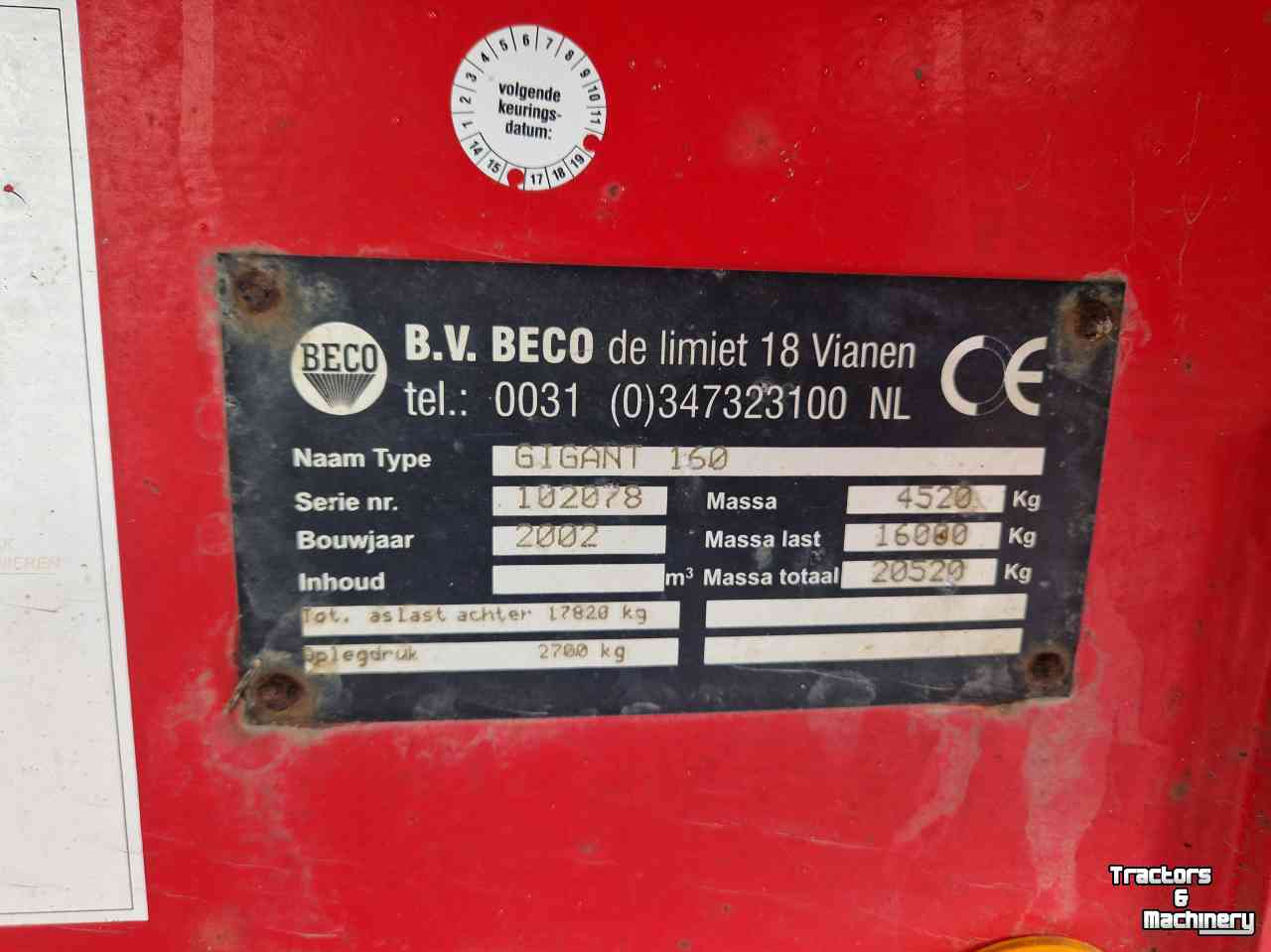 Gronddumper / Zandkipper / Grondverzetkipwagen / Dumper Beco Gigant 160