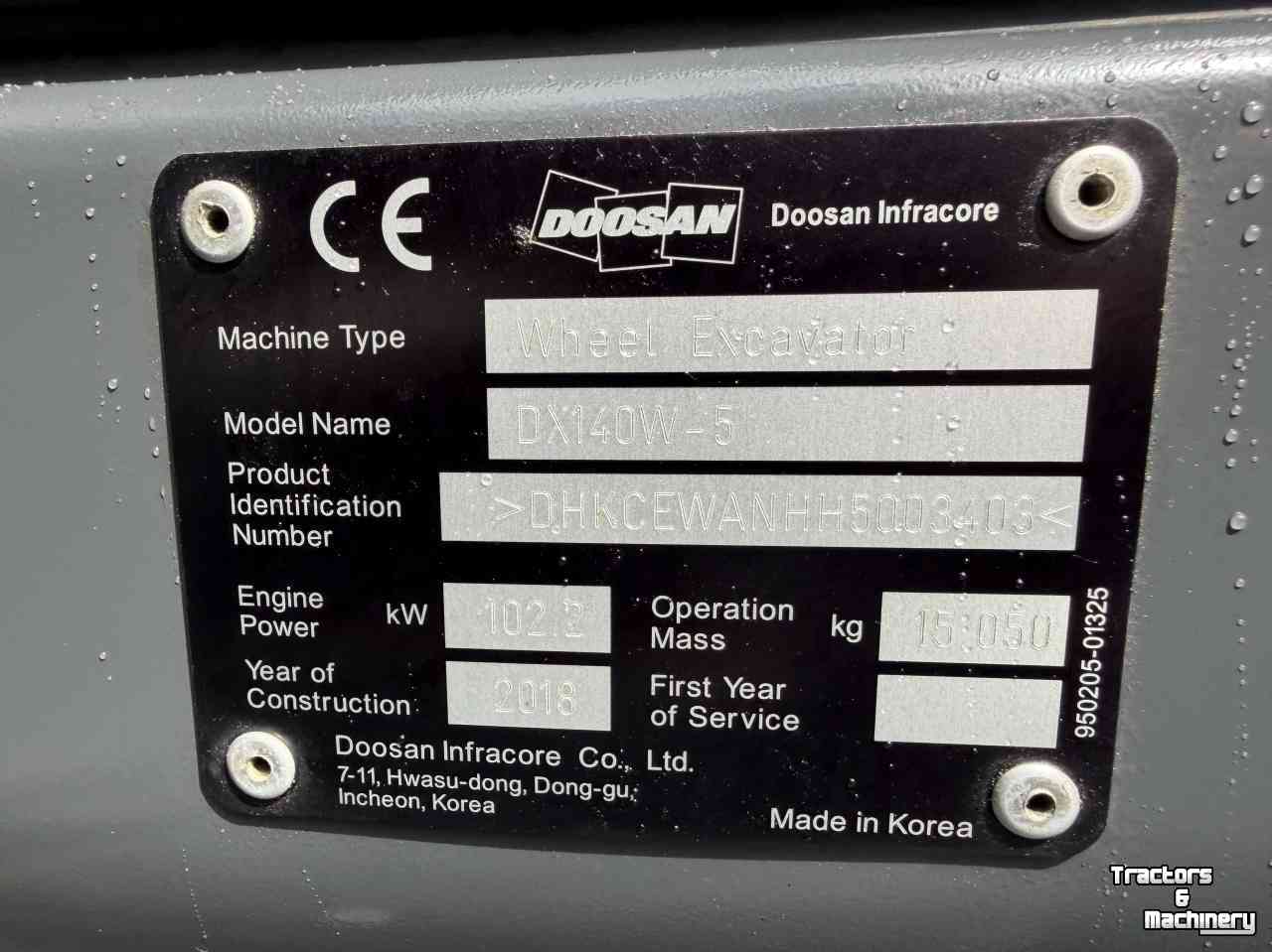 Bandenkraan / Graafmachine op wielen Doosan DX140w-5