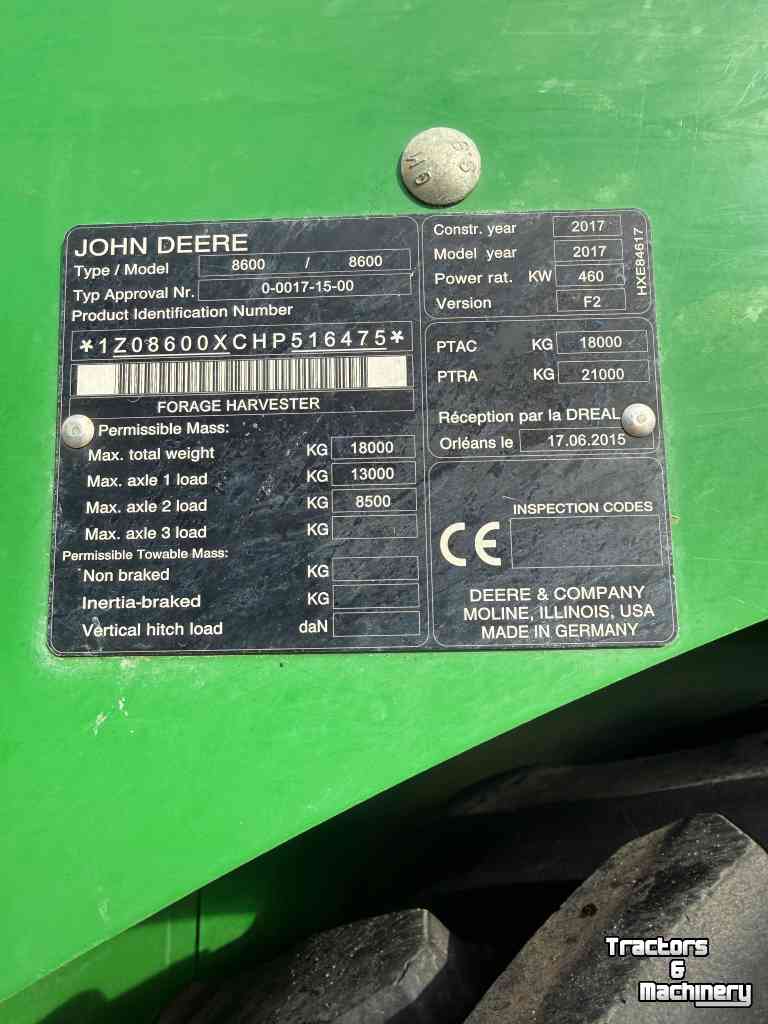 Veldhakselaar John Deere 8600 40 KM Korrelkneuzer Airco 4 WD Harvester Claas