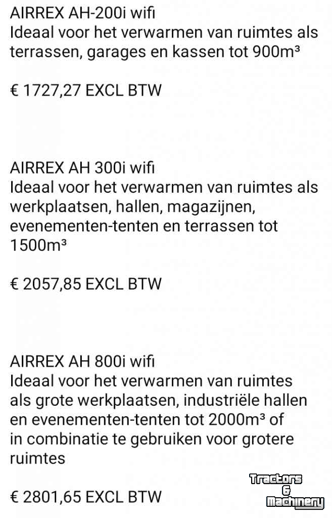 Overige  AIRREX diesel infraroodkachels