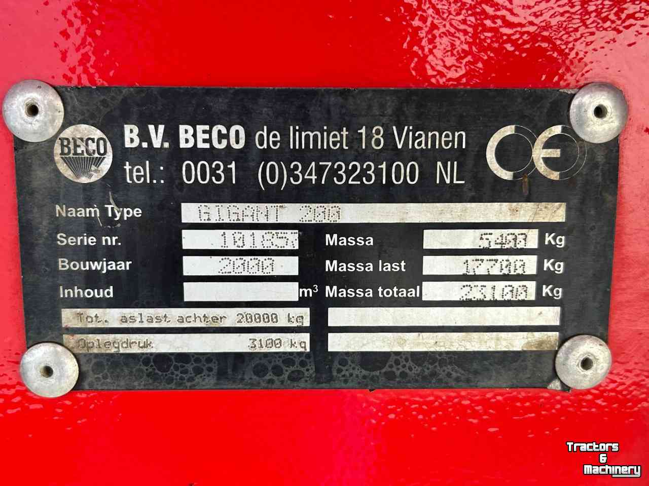 Gronddumper / Zandkipper / Grondverzetkipwagen / Dumper Beco Gigant 200