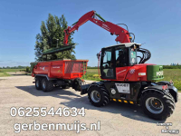 Bandenkraan / Graafmachine op wielen Hooby Bandenkraan met kipper + maaikorf + 2x verlengiek + actiebord + bomenknipper