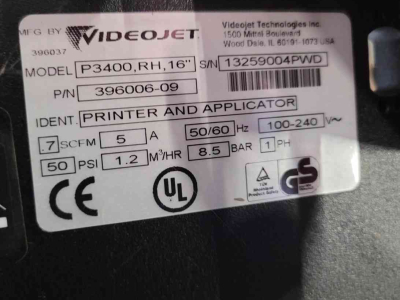 Overige  Videojet P3400 RH 16 Etiketteermachine