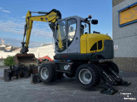 Bandenkraan / Graafmachine op wielen Wacker Neuson EW 100 Airco Powertilt 3 Bakken Palletvork  Steunpoten